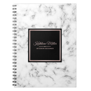 Carnet Or rose de marbre blanc à la mode moderne