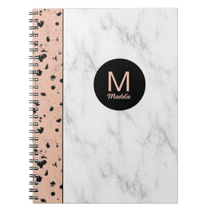 Carnet Or Rose tendance et marbre avec Monogramme