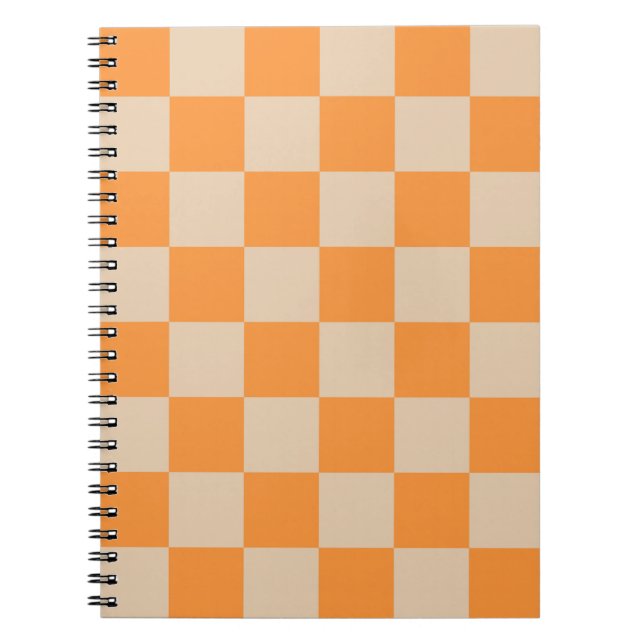 Carnet Orange À damiers En vichy Motif (Devant)