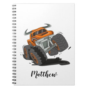Carnet Orange Black Boys' Monster Nom du camion Personnal