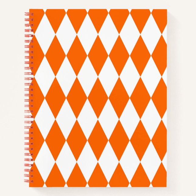 Carnet Orange blanc Arlequin Diamants Checkers Design (Devant)