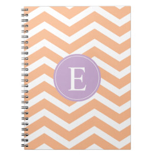 Carnet Orange blanc Chevron violet Monogramme