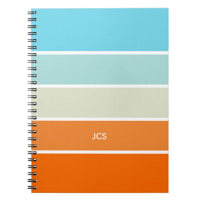 Carnet Orange Bleu Vert Couleur Blocage Blocs Monogramme (Devant)