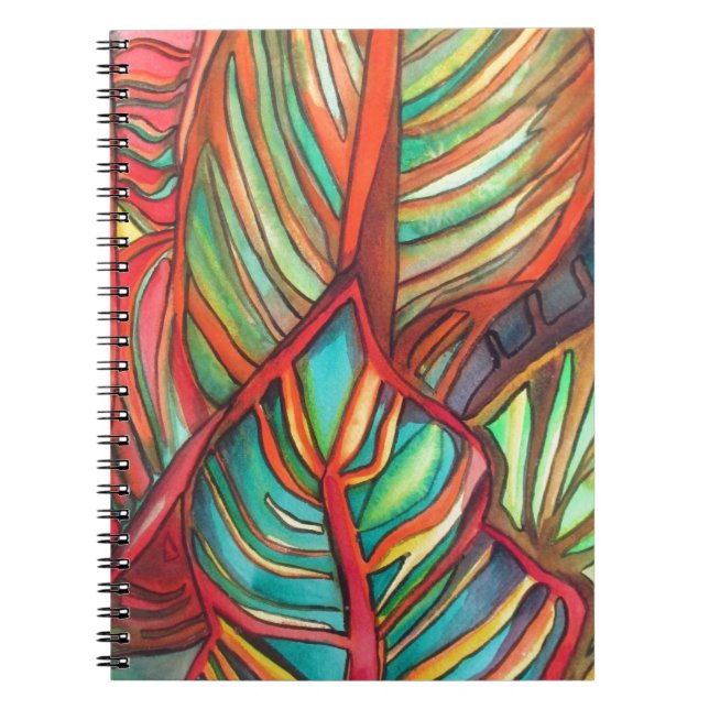 Carnet Orange Canna feuille aquarelle art original (Devant)