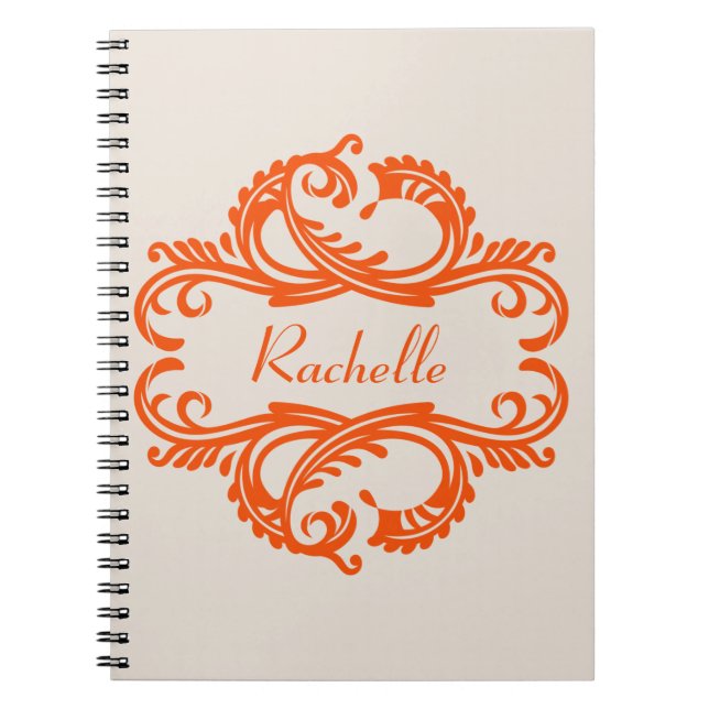 Carnet Orange Chic Damask (Devant)