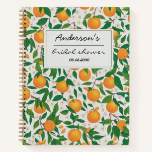 Carnet Orange Citrus Fruit Motif Floral Fête de Mariage 