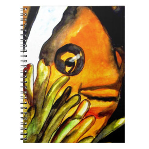 Carnet Orange Clown Poisson aquarelle peinture d'art orig