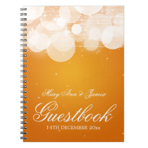 Carnet Orange de lueur et d'étincelle de Guestbook de
