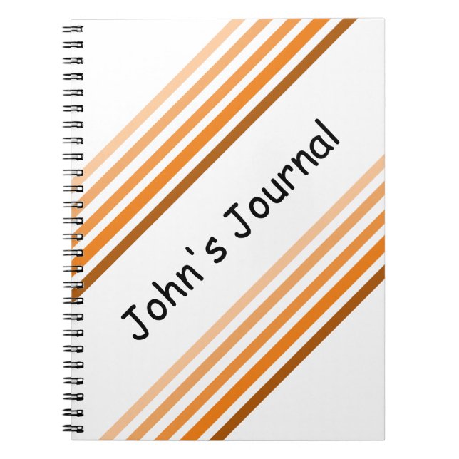 Carnet - Orange Diagonal Stripes et nom (Devant)
