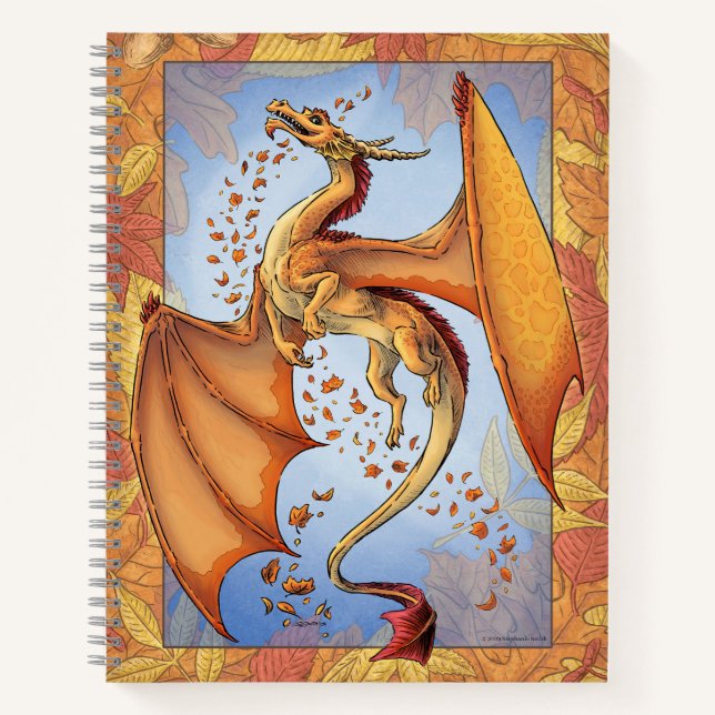 Carnet Orange "Dragon d'Automne" Feuilles d'automne Imagi (Devant)