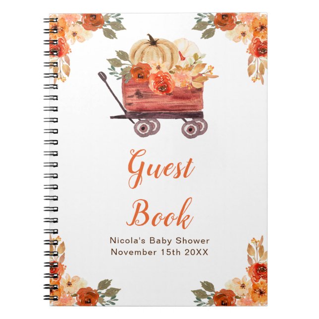 Carnet Orange Floral Pumpkin Truck Baby Shower Guest Book (Devant)