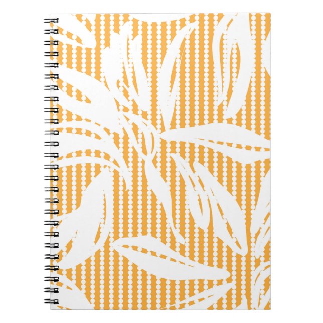 Carnet Orange Floral sans couture motif avec backgr rayé (Devant)