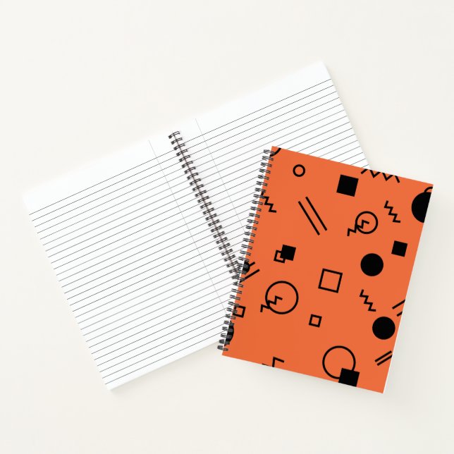 Carnet Orange, fun, trendy, geometric Memphis graphic (Intérieur)