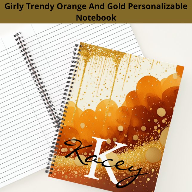 Carnet Orange Gold Parties scintillant Girl Monogramme No (Créateur téléchargé)
