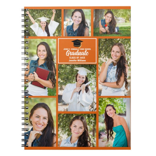 Carnet Orange Graduate Photo Collage Graduation Cadeau (Devant)