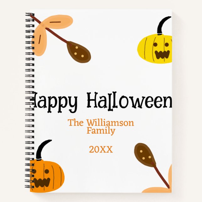 Carnet Orange jaune automne heureux halloween ajouter fam (Devant)