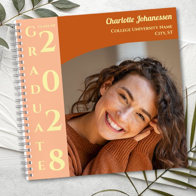 Carnet Orange Modern Photo Graduation Guestbook (Créateur téléchargé)