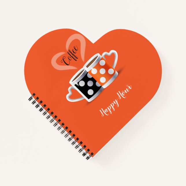 Carnet Orange + Noir Couleur Café Design Moderne (Devant)