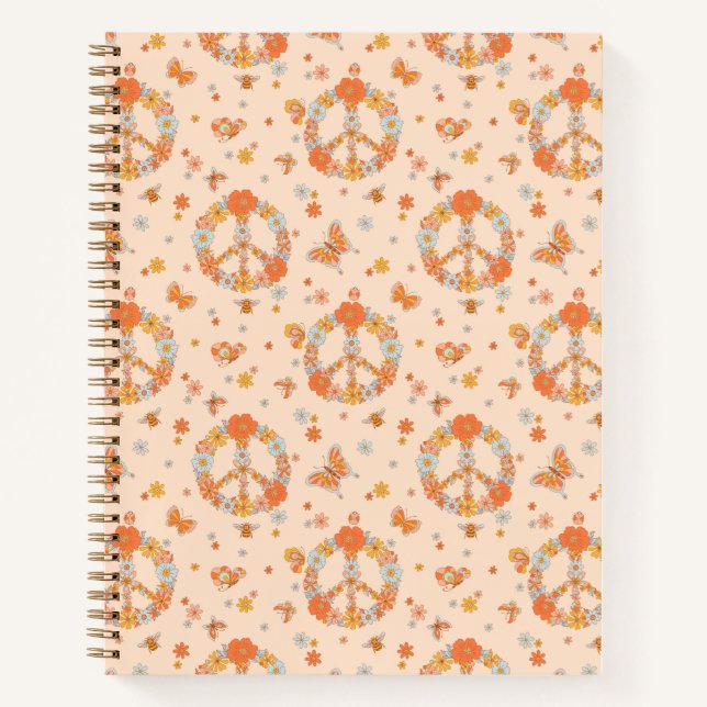 Carnet Orange Peace Floral (Devant)