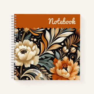 Carnet Orange Peonies & cloches - Art Grunge Expressif