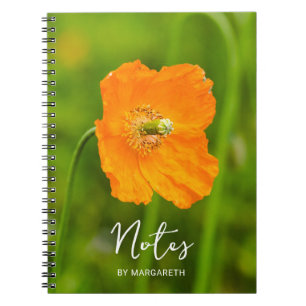 Carnet Orange Poppy Été Fleur Photo Et Texte Personnalisé