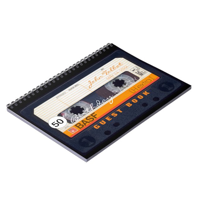 Carnet Orange Retro Audiotape 50e anniversaire GuestBook  (Côté gauche)