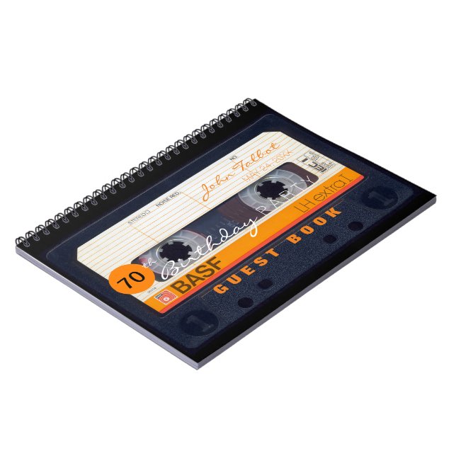 Carnet Orange Retro Audiotape 70th birthday Guest Book (Côté gauche)