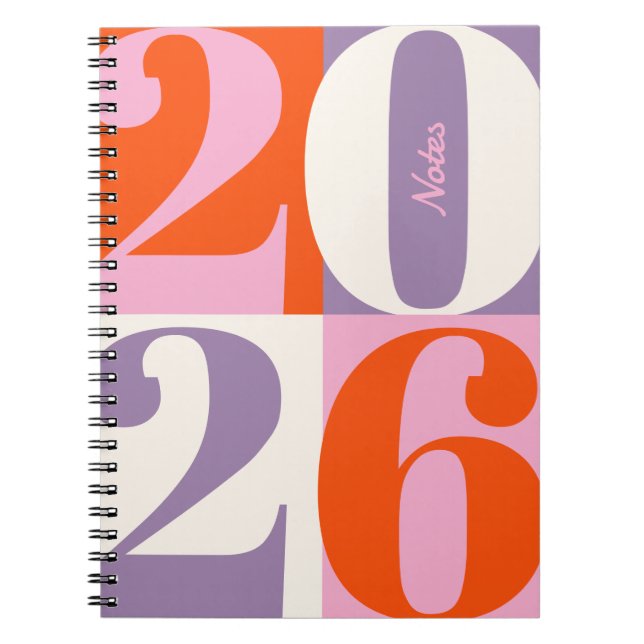 Carnet Orange Rose Lavande Année Couleur Bloc (Devant)
