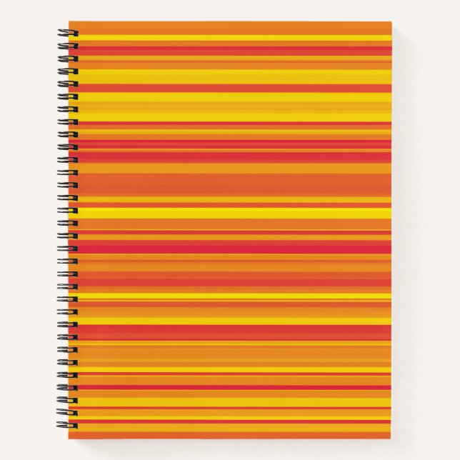 Carnet Orange rouge jaune rayures (Devant)