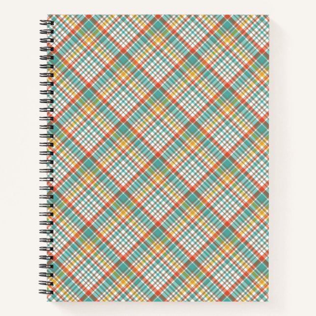 CARNET ORANGE VERT JAUNE MOTIFS RÉTRO (Devant)