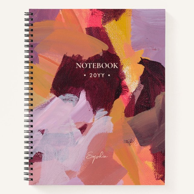 Carnet Orange & Violet | Art Abstrait Moderne Personnalis (Devant)
