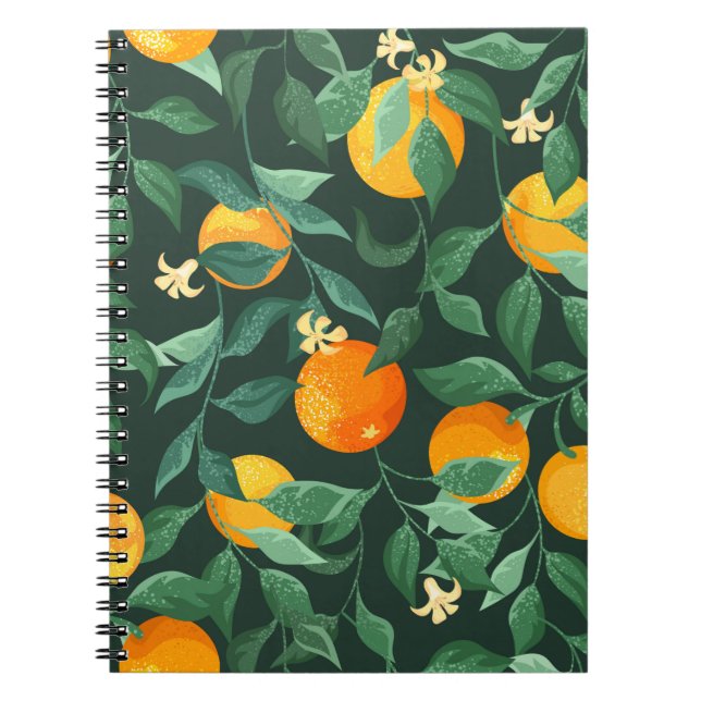 Carnet Orangers, branches fleuries sur un arrière-jardin  (Devant)