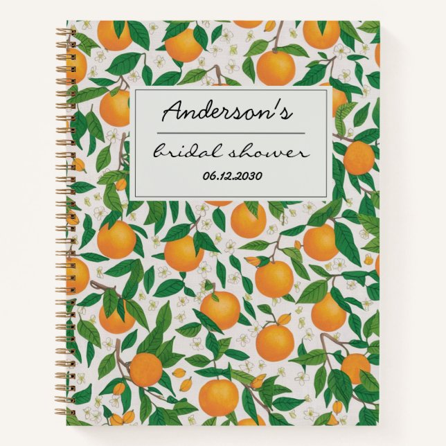 Carnet Oranges Agrumes Fleur Motif Réception de Mariage  (Devant)