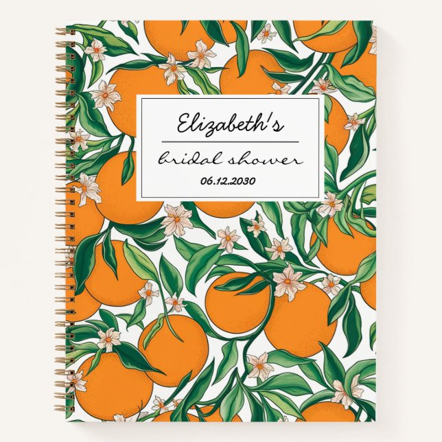 Carnet Oranges Agrumes Fruitiers Motif Floral  Shower de  (Devant)