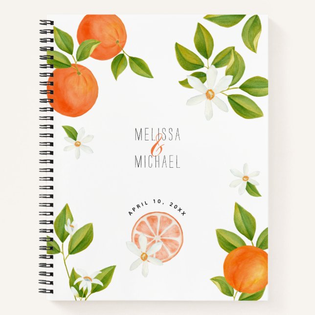 Carnet Oranges Mariages modernes en agrumes + Fleurs oran (Devant)