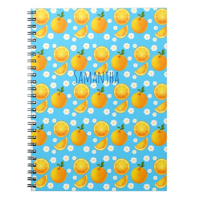 Carnet Oranges mignonnes et fleurs blanches (Devant)