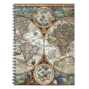 Carnet Orbis Terrarum 1594 - carte célèbre du monde