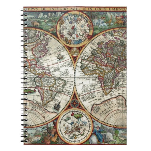 Carnet Orbis Terrarum 1594 - carte célèbre du monde (Devant)