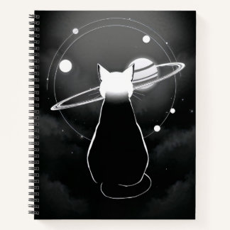 Carnet Orbiting Cosmic Cat Minimalist Notebook