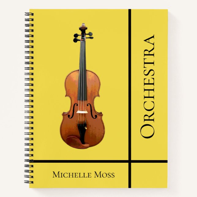 Carnet Orchestre de violon monogramme jaune (Devant)
