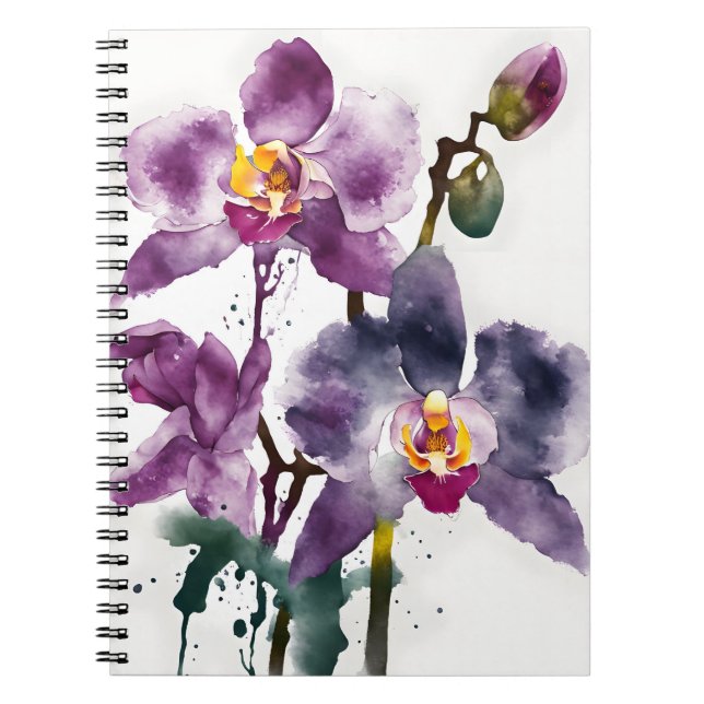Carnet Orchid - Watercolor flowers (Devant)