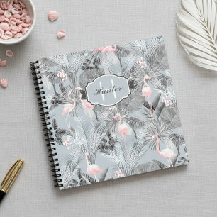 Carnet Orchidée Flamant Motif Tropical Gris ID868