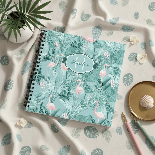 Carnet Orchidée Flamant Motif Tropical Turquoise ID868 (Créateur téléchargé)