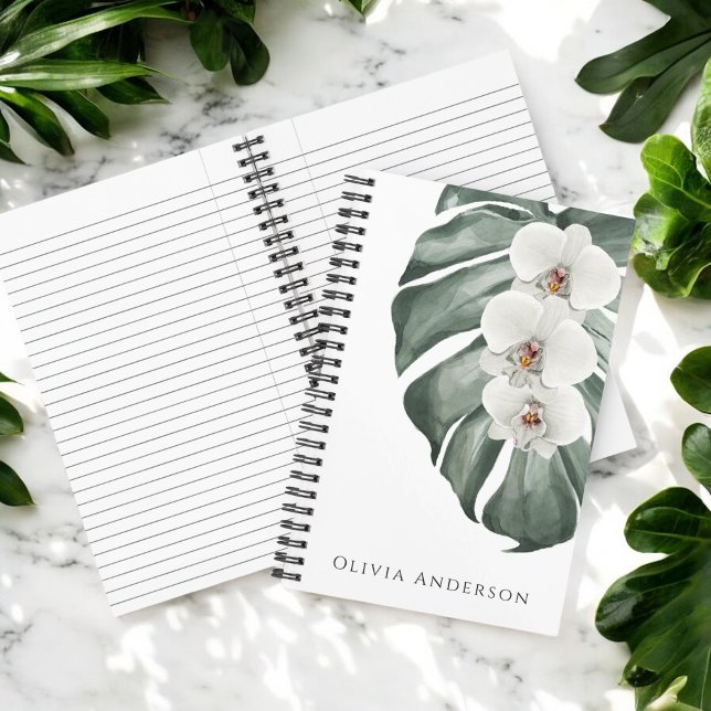 Carnet Orchidées Blanches Élégantes Fleur Florale Tropica (Créateur téléchargé)
