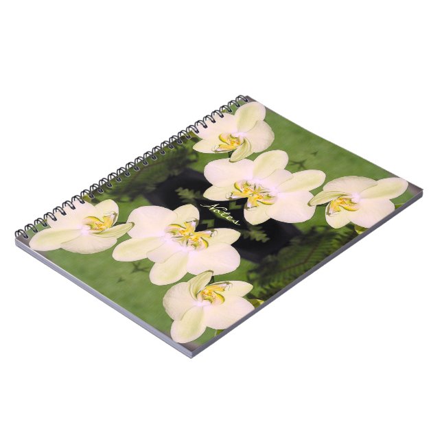 Carnet Orchidées blanches sur un arrière - plan vert (Côté gauche)