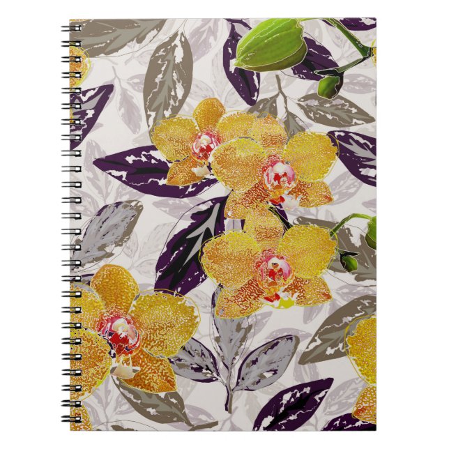 Carnet Orchidées jaunes oranges. (Devant)