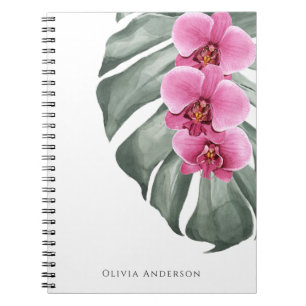 Carnet Orchidées roses chaudes Aquarelle tropicale Floral