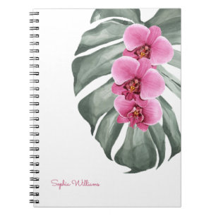 Carnet Orchidées roses chaudes Flore tropicale avec votre