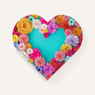 Carnet Ordinateur portable à spirale en forme de coeur -