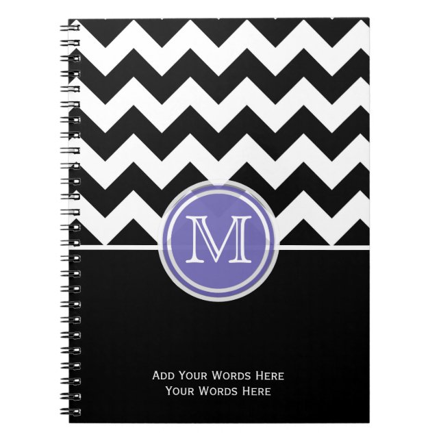 Carnet Ordinateur Portable Chevron Monogramme Violet Noir (Devant)